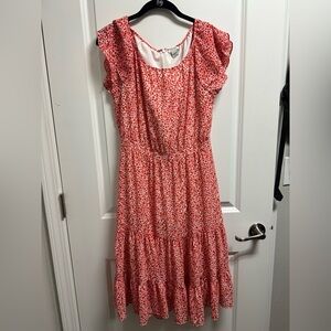 J. Crew Factory Red Floral Midi Dress